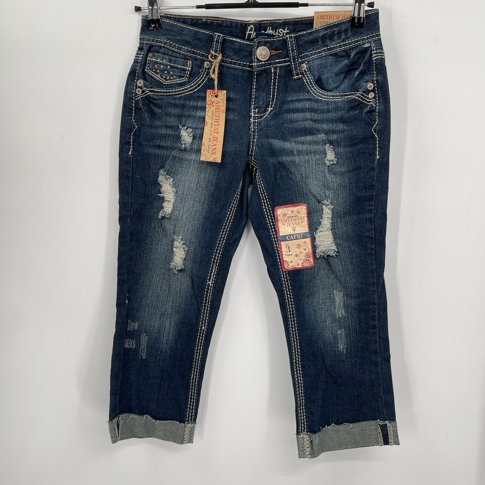Amethyst Denim Low Rise Capris Women's Size 3 Dark Wash Jeans